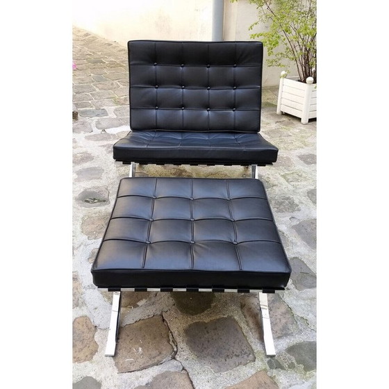 Image 1 of Vintage Barcelona Sessel und Ottomane von Mies Van Der Rohe für Knoll