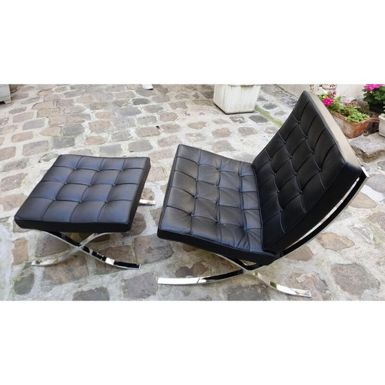 Image 1 of Vintage Barcelona Sessel und Ottomane von Mies Van Der Rohe für Knoll