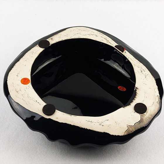 Image 1 of Capsule' Vintage-Taschentablett aus Keramik mit schwarzer Emaille von J.C Peiré, 1980