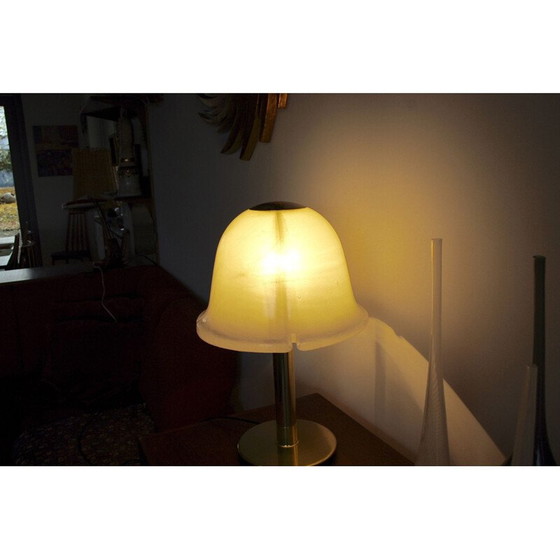 Image 1 of Vintage Tischlampe aus Glas und Messing von Limburg, Deutschland 1970