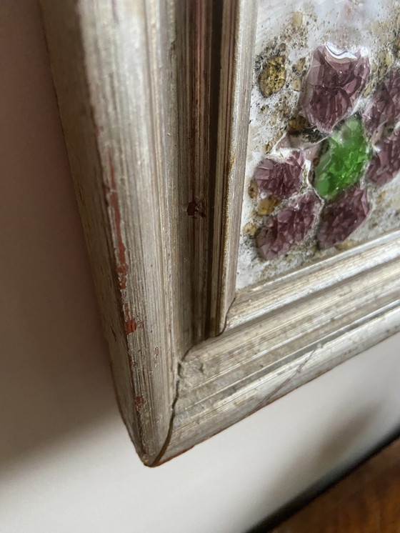 Image 1 of Großer quadratischer Keramikspiegel Mit Blumendekor.