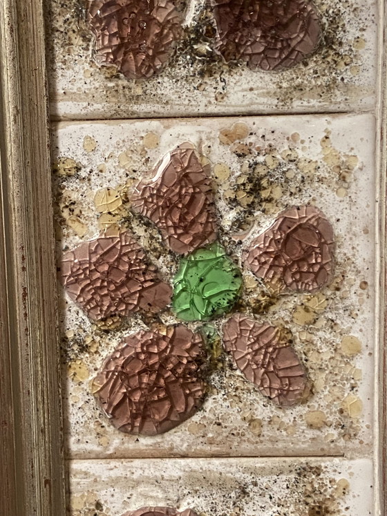 Image 1 of Großer quadratischer Keramikspiegel Mit Blumendekor.