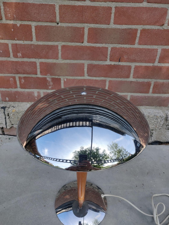 Image 1 of Pilzlampe aus Chrom und Holz