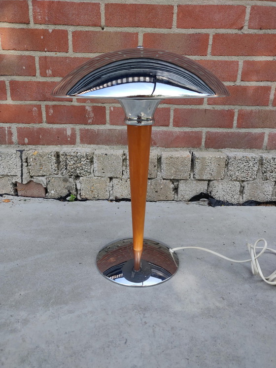 Image 1 of Pilzlampe aus Chrom und Holz