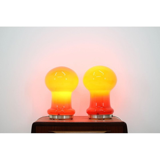 Image 1 of Paar alte rote Glaslampen, 1960