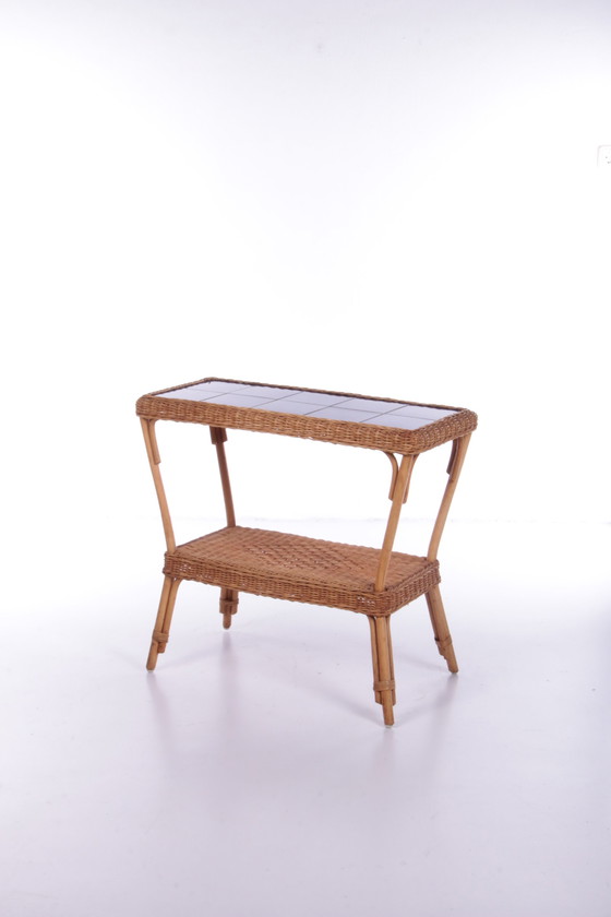 Image 1 of Vintage Beistelltisch Bambus im böhmischen Stil, 1960er Jahre Frankreich.