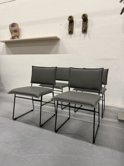 4 Jess Design Norman Esszimmerstühle Grau Leder