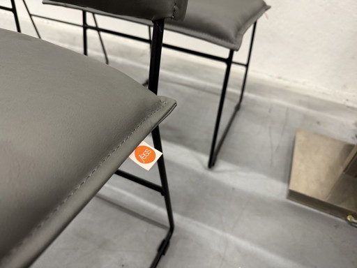 4 Jess Design Norman Esszimmerstühle Grau Leder