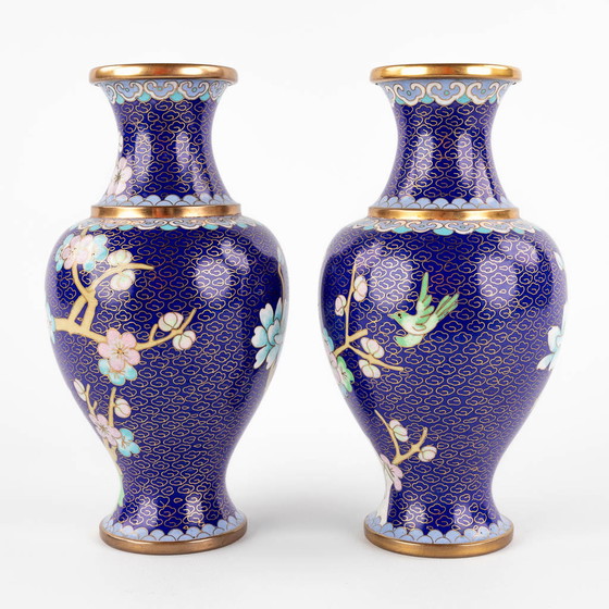 Image 1 of 2x Vasen aus Cloisonné-Bronze