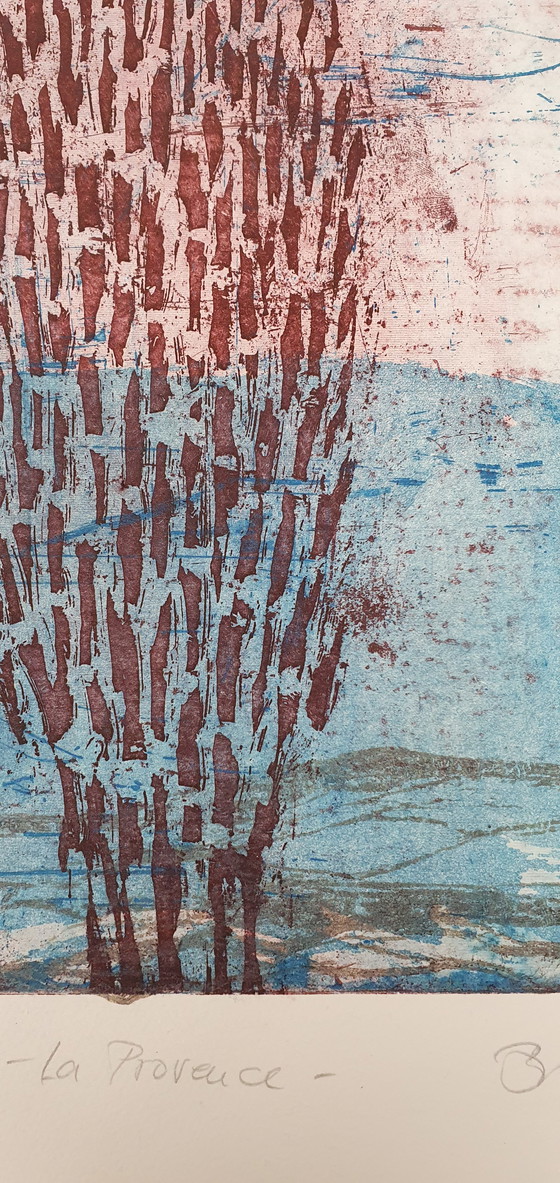 Image 1 of Brigitte Orth, Radierung "La Provence " Aquatinta, Offene Ätzung, Prägedruck