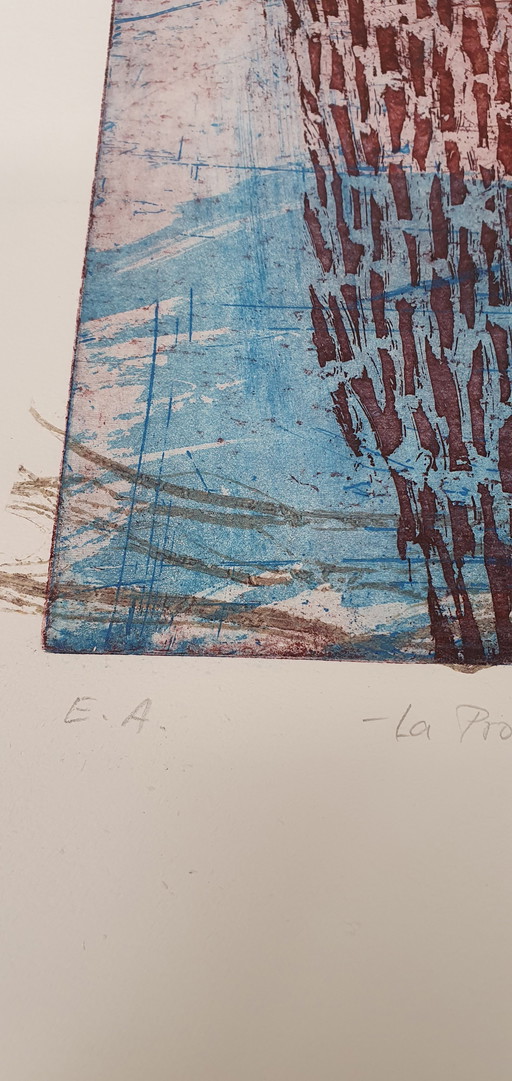 Brigitte Orth, Radierung "La Provence " Aquatinta, Offene Ätzung, Prägedruck