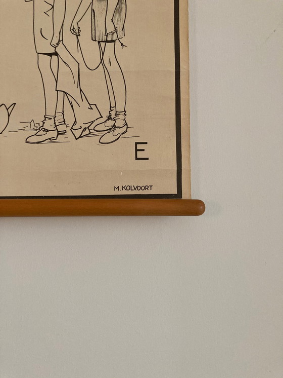 Image 1 of Antike Schulkarte mit Illustrationen