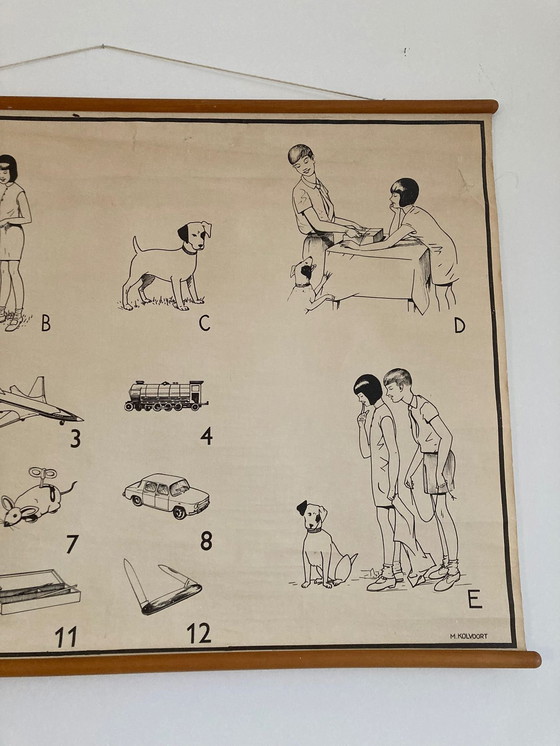 Image 1 of Antike Schulkarte mit Illustrationen