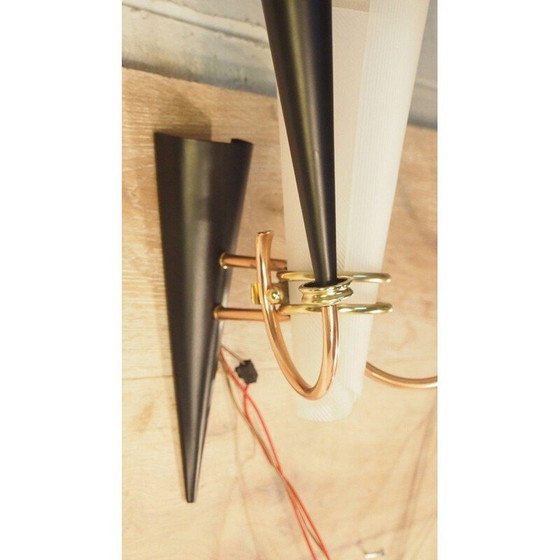 Image 1 of Paar Vintage-Wandleuchter aus Metall, Plexiglas und Messing aus Lunel