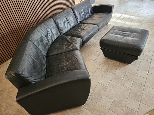 De Sede - 116 Sofa, Elementgruppe mit Hocker in Leder Nachtblau