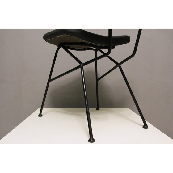 Image 1 of Schwarzer Cocorita-Stuhl aus Kunstleder und Stahl von Gastone Rinaldi für Velca - 1950er Jahre