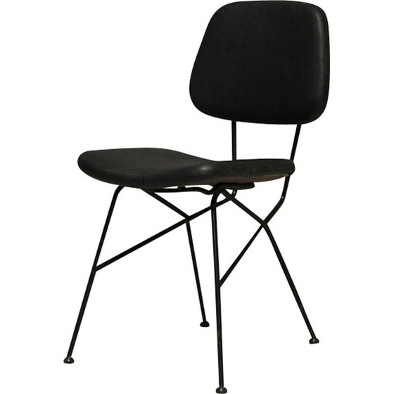 Image 1 of Schwarzer Cocorita-Stuhl aus Kunstleder und Stahl von Gastone Rinaldi für Velca - 1950er Jahre
