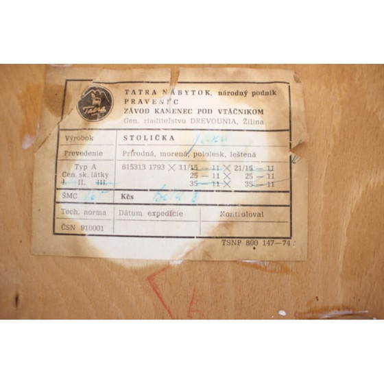 Image 1 of Satz von 4 Esszimmerstühlen aus Holz und Stoff von Tatra Pravenec, Tschechoslowakei 1970er Jahre