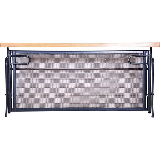 Klappsofa aus blauem Buchenholz und Stahlrohr, 1930er Jahre