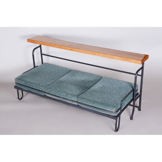 Image 1 of Klappsofa aus blauem Buchenholz und Stahlrohr, 1930er Jahre