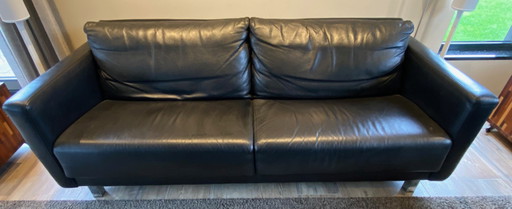 Montel 3-Sitzer Sofa Schwarzes Leder