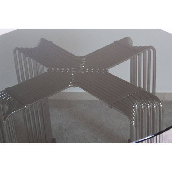 Image 1 of Vintage-Tisch aus verchromter Stange und Rauchglas, Italien 1970er