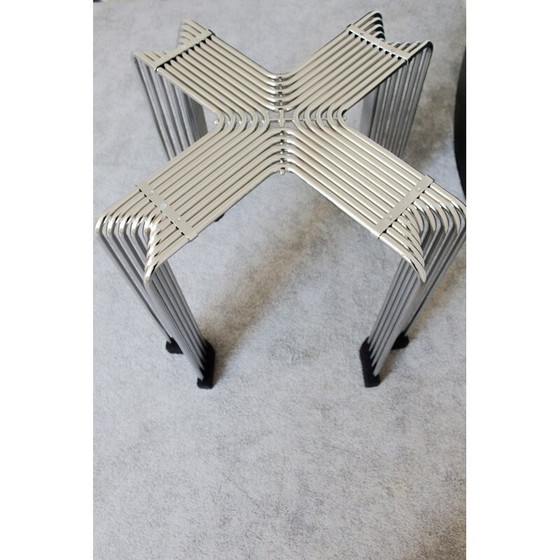 Image 1 of Vintage-Tisch aus verchromter Stange und Rauchglas, Italien 1970er