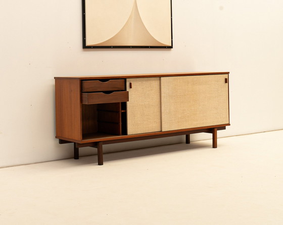 Image 1 of Belgisches Sideboard Aus Teakholz Und Raphia