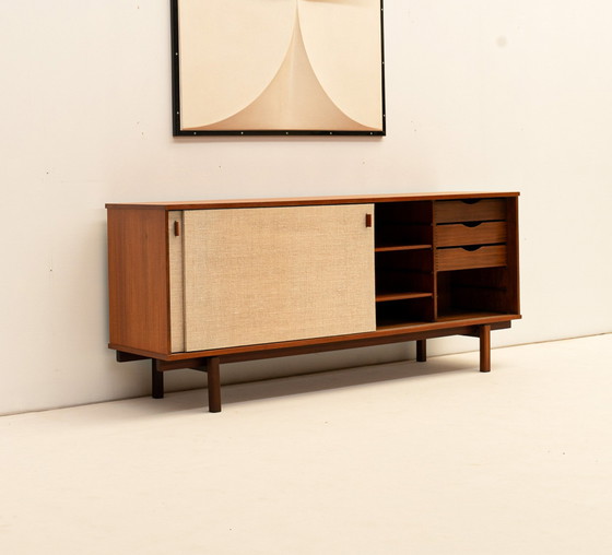 Image 1 of Belgisches Sideboard Aus Teakholz Und Raphia