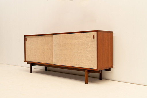 Belgisches Sideboard Aus Teakholz Und Raphia