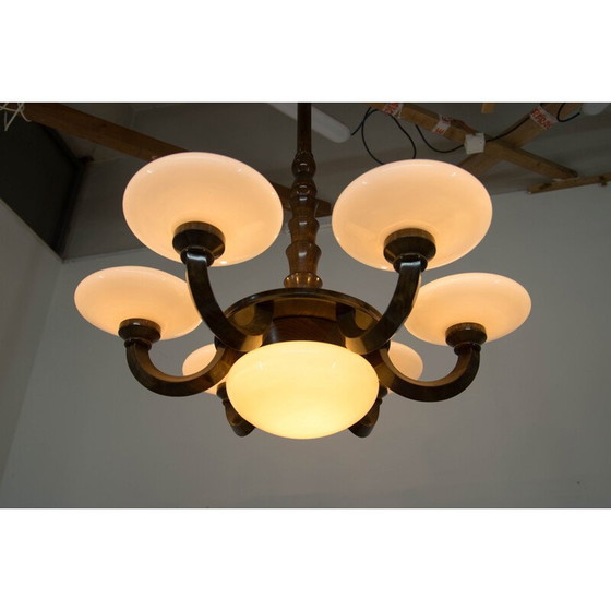 Image 1 of Holzkronleuchter im Art-déco-Stil, 1920