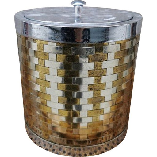 Eiskübel aus Messing und Stahl, Italien 1970