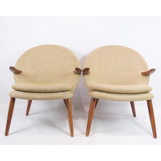 Image 1 of Paar Vintage-Sessel aus Teakholz und Wolle von Kurt Olsen für Glostrup Møbelfabrik, 1960