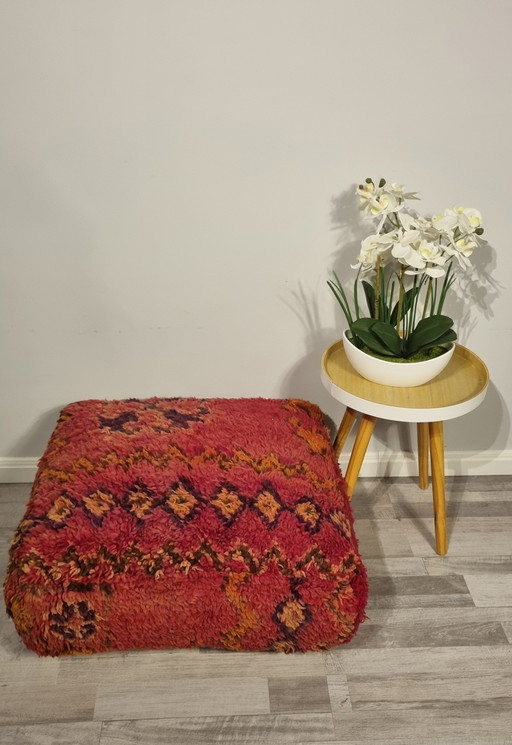 Vintage Berber Fußhocker, Marokkanische Wolle Fußhocker