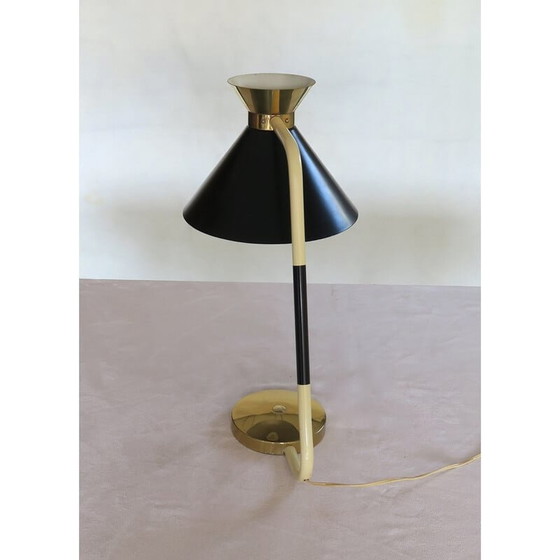 Image 1 of Vintage Schreibtischlampe aus lackiertem Stahl und Messing, 1950