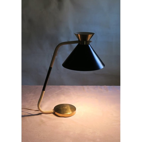 Image 1 of Vintage Schreibtischlampe aus lackiertem Stahl und Messing, 1950