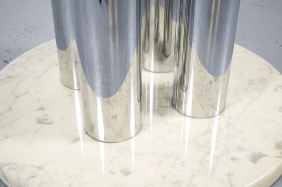 Image 1 of Italienischer Esstisch Marmor Verchromter Stahl und Glas 70er Jahre