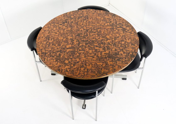 Image 1 of Runder Esstisch mit Kupferplatte 'Driebergen' Vintage