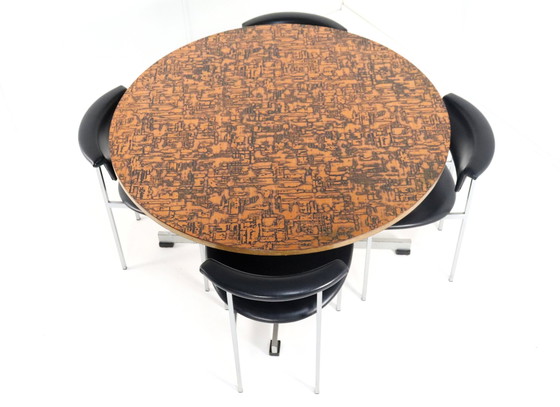 Image 1 of Runder Esstisch mit Kupferplatte 'Driebergen' Vintage