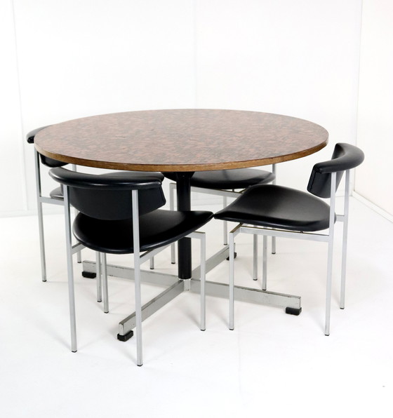 Image 1 of Runder Esstisch mit Kupferplatte 'Driebergen' Vintage