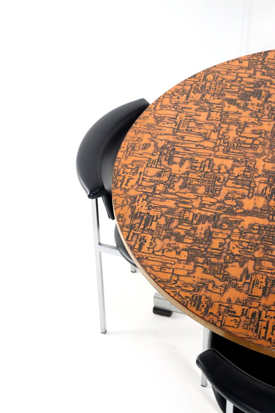 Image 1 of Runder Esstisch mit Kupferplatte 'Driebergen' Vintage