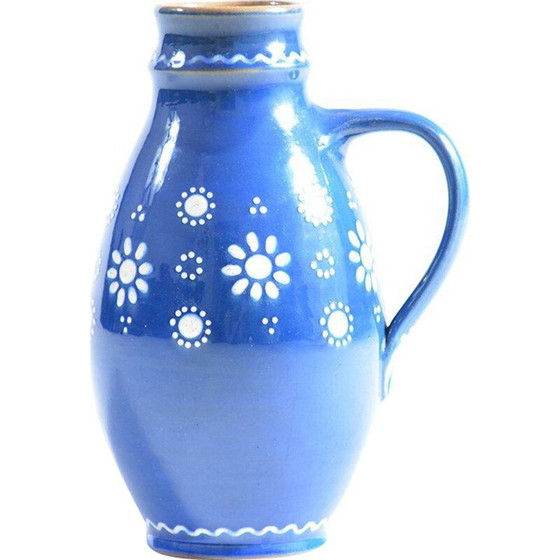 Image 1 of Blaue Vintage-Keramikvase, Tschechoslowakei