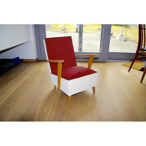 Vintage Kinderstuhl aus Holz und Skai, 1950er Jahre