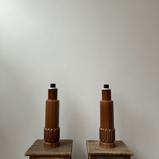 Image 1 of Paar alte Patron-Tischlampen aus gegossenem Glas für Luxus, Schweden 1960er Jahre