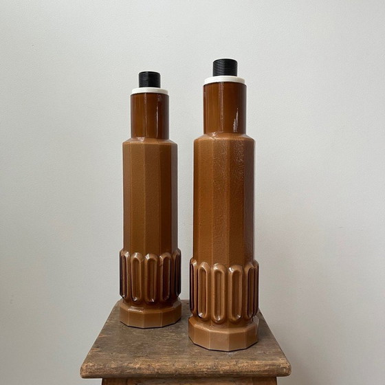 Image 1 of Paar alte Patron-Tischlampen aus gegossenem Glas für Luxus, Schweden 1960er Jahre