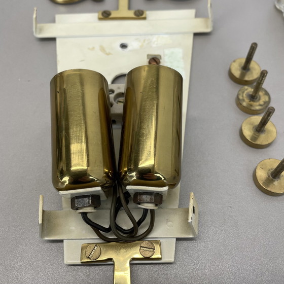 Image 1 of Schöne 41Cm Messing und Eis Glas Wandleuchte Sconce Kalmar Style, Deutschland 1970S