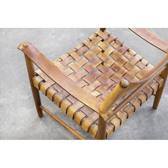 Image 1 of Paar Safari-Loungesessel aus Leder von Hans J. Wegner, Deutschland 1950er Jahre