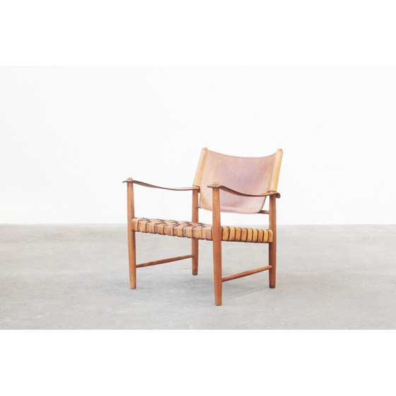 Image 1 of Paar Safari-Loungesessel aus Leder von Hans J. Wegner, Deutschland 1950er Jahre