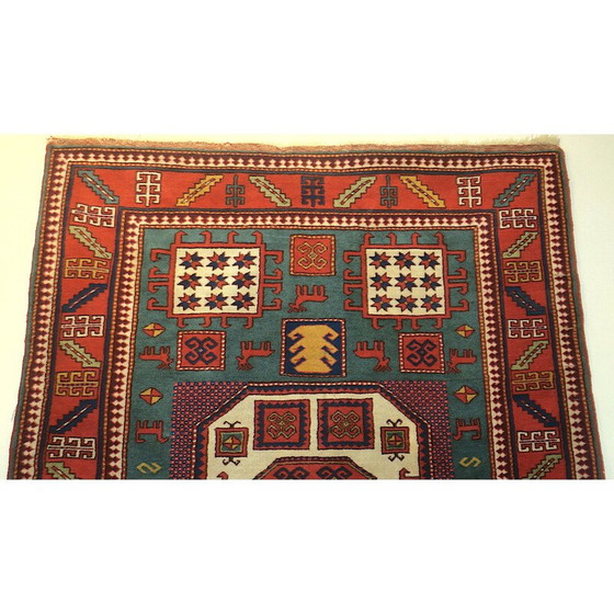 Image 1 of Alter kasachischer Karatschopf-Teppich mit geometrischen Motiven, 1920-1930