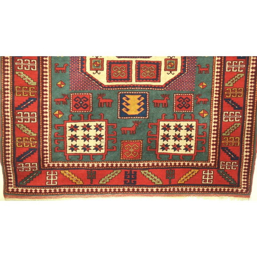 Alter kasachischer Karatschopf-Teppich mit geometrischen Motiven, 1920-1930